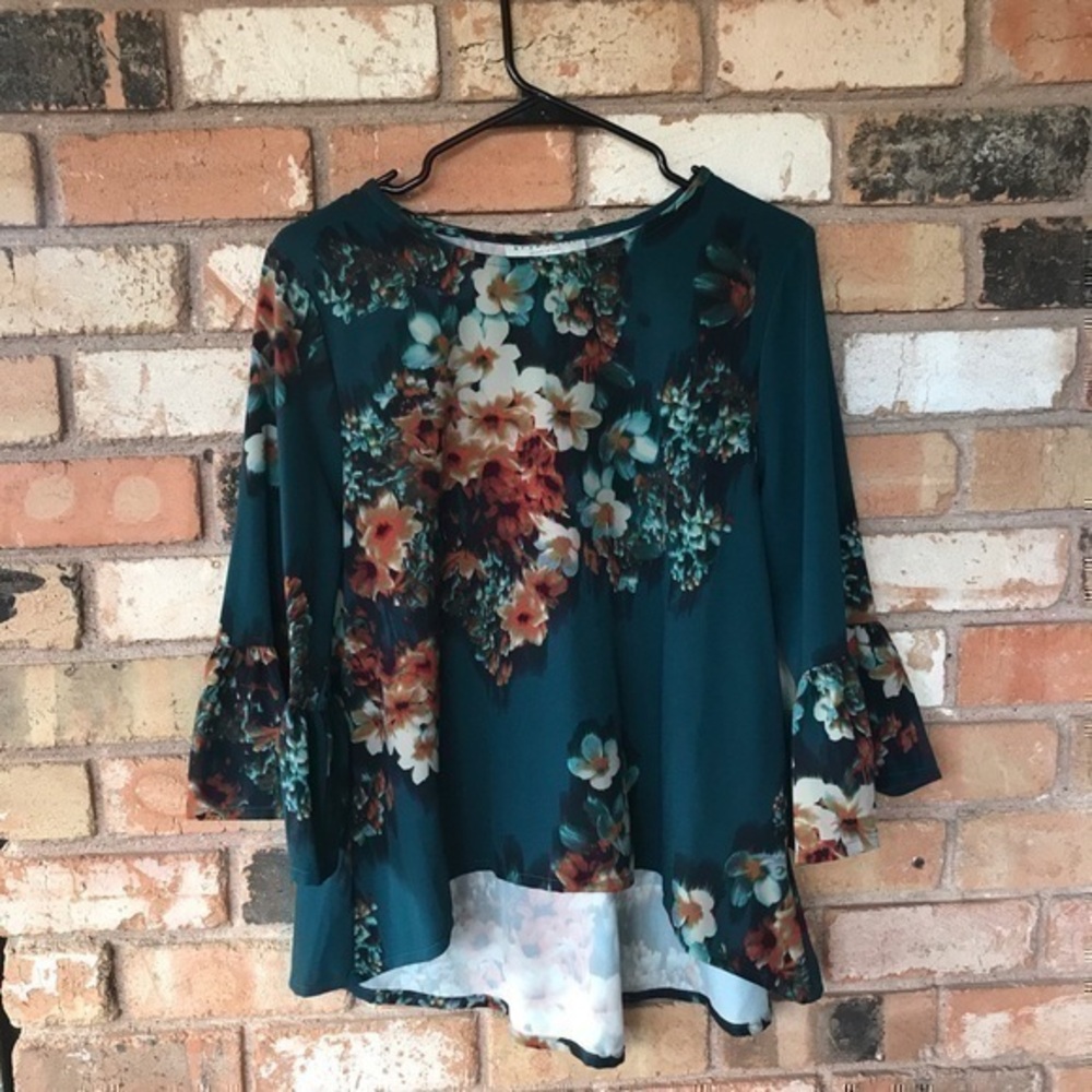 Bryn Walker Floral Top with Flutter Sleeves